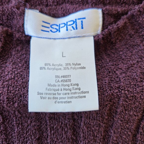 Sz L Women's Vintage ESPRIT Short-Sleeve Crewneck Rib-Knit Top - Picture 3 of 4